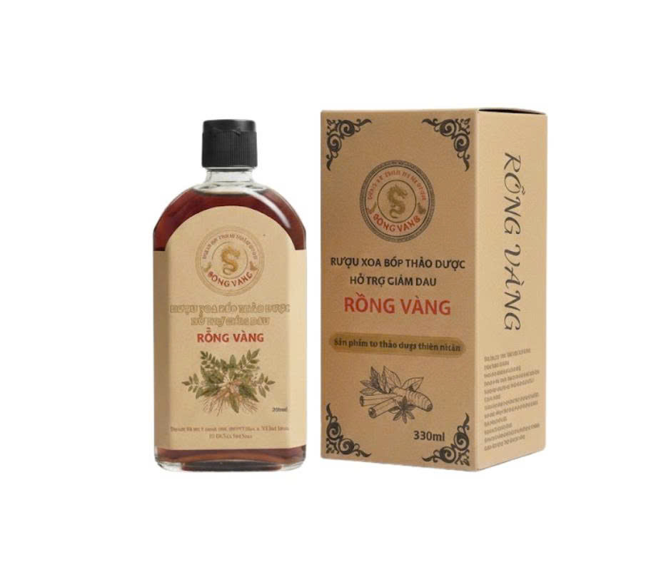 RƯỢU XOA BÓP THẢO DƯỢC HỖ TRỢ GIẢM ĐAU RỒNG VÀNG